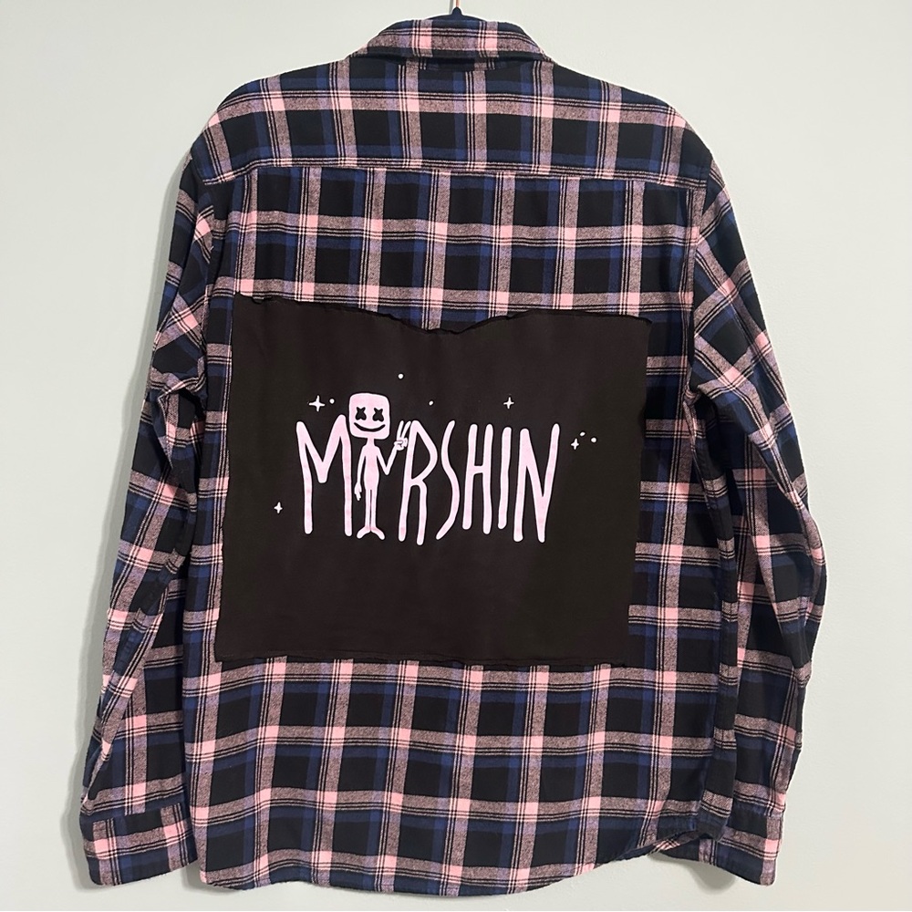 Custom Marshmello Marshin EDM Flannel Medium Electric DJ Rave